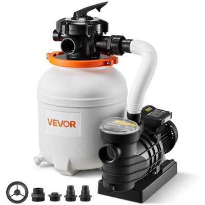 VEVOR - 12 in Sand Filter Pump for Above Ground Pool, 0.33 HP 3000 GPH, Swimming Pool Sand Filter Pump with Pre-Assembled Core - White VEVOR - 12 in Sand Filter Pump for Above Ground Pool, 0.33 HP 3000 GPH, Swimming Pool Sand Filter Pump with Pre-Assembled Core - White