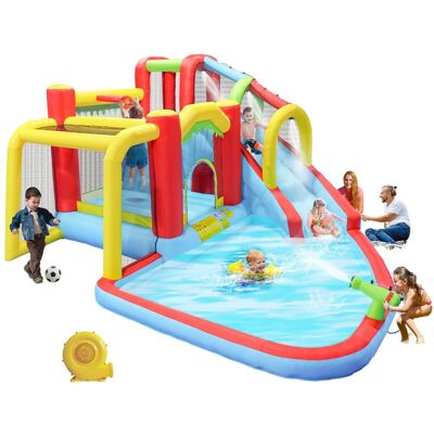 Loheer - Inflatable Water Park Bounce House With Slide Splash Pool Climbing Wall Soccer Backyard Bouncer Loheer - Inflatable Water Park Bounce House With Slide Splash Pool Climbing Wall Soccer Backyard Bouncer
