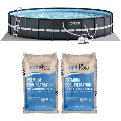 Intex - Ultra XTR 24' x 52" Round Above Ground Pool & 2 Pack OptiFlow Filter Sand - Gray Intex - Ultra XTR 24' x 52" Round Above Ground Pool & 2 Pack OptiFlow Filter Sand - Gray