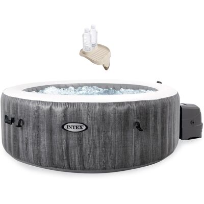 PureSpa Plus Inflatable Hot Tub + Intex PureSpa Tray Accessories (4 Pack) - Gray PureSpa Plus Inflatable Hot Tub + Intex PureSpa Tray Accessories (4 Pack) - Gray
