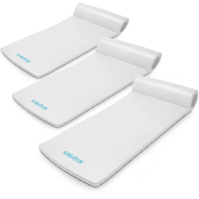 TRC Recreation - Sunsation 70 Inch Thick Foam Raft Lounger Mat Pool Float (3 Pack) - White TRC Recreation - Sunsation 70 Inch Thick Foam Raft Lounger Mat Pool Float (3 Pack) - White