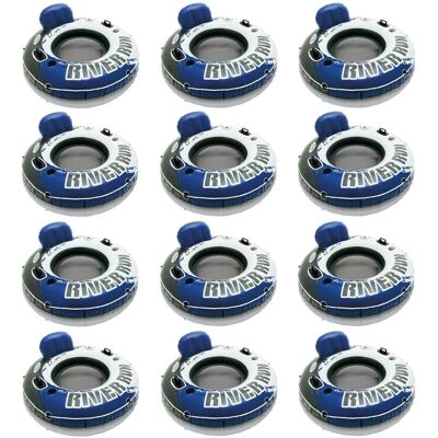 Intex - River Run 1 Inflatable Floating Tube Raft for Lake, Pool (12 Pack) 58825EP - Blue and White Intex - River Run 1 Inflatable Floating Tube Raft for Lake, Pool (12 Pack) 58825EP - Blue and White