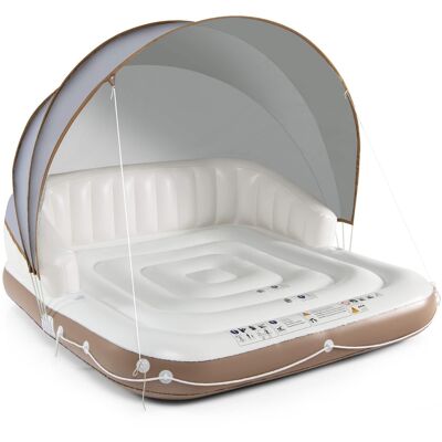 Gymax - Floating Canopy Island Inflatable Pool Float Lounge Raft w/ Retractable Canopy - White, Brown, Silver Gymax - Floating Canopy Island Inflatable Pool Float Lounge Raft w/ Retractable Canopy - White, Brown, Silver
