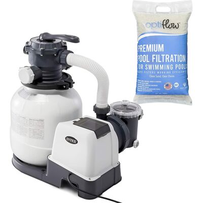 Intex - Krystal Clear 2100GPH Sand Filter Pump & OptiFlow Premium Pool Filter Sand Intex - Krystal Clear 2100GPH Sand Filter Pump & OptiFlow Premium Pool Filter Sand