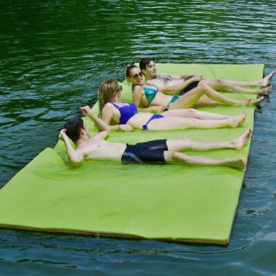 Gymax - 12' x 6' Floating Water Pad Mat 3-Layer Foam Floating Island for Pool Lake - Green Gymax - 12' x 6' Floating Water Pad Mat 3-Layer Foam Floating Island for Pool Lake - Green