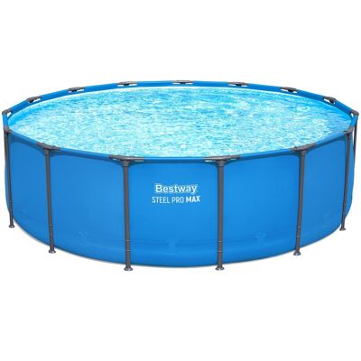Bestway - Steel Pro MAX 15' x 48" Round Above Ground Swimming Pool for Backyard - Blue Bestway - Steel Pro MAX 15' x 48" Round Above Ground Swimming Pool for Backyard - Blue
