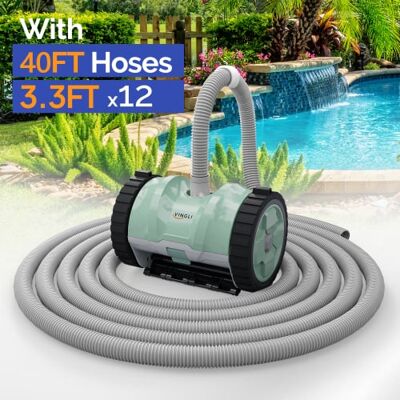 Winado - Automatic Suction-Side Swimming Pool Vacuum Cleaner 11x7in with 39.6FT Tangle-Free Hose for Inground Swimming Pools - Green & Gray Winado - Automatic Suction-Side Swimming Pool Vacuum Cleaner 11x7in with 39.6FT Tangle-Free Hose for Inground Swimming Pools - Green & Gray