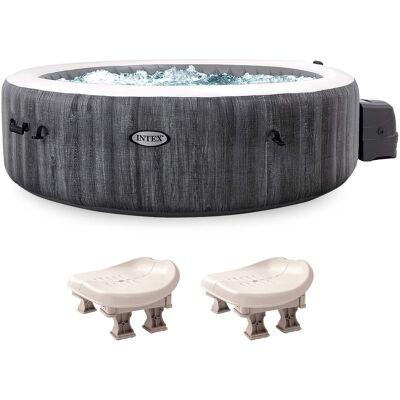 Intex - PureSpa Plus Inflatable Bubble Jet Hot Tub with Non-Slip Seats, (2 Pack) - Hot Tub + 2 Seats Intex - PureSpa Plus Inflatable Bubble Jet Hot Tub with Non-Slip Seats, (2 Pack) - Hot Tub + 2 Seats