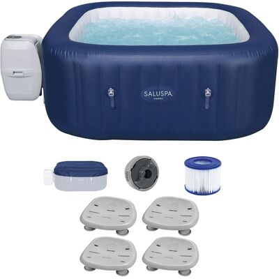 Bestway - SaluSpa Hawaii AirJet Inflatable Hot Tub with 4 Pack Pool and Spa Sea - Blue Bestway - SaluSpa Hawaii AirJet Inflatable Hot Tub with 4 Pack Pool and Spa Sea - Blue