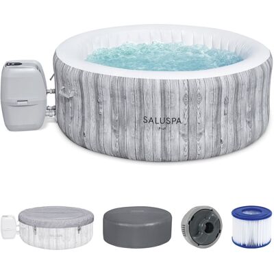 Bestway - SaluSpa AirJet Inflatable Hot Tub with EnergySense Cover, Grey - Fiji Bestway - SaluSpa AirJet Inflatable Hot Tub with EnergySense Cover, Grey - Fiji