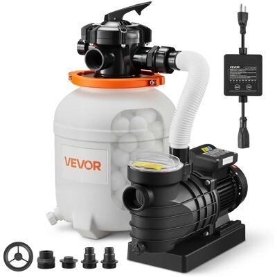 VEVOR - FlashPure Sand Filter Pump, 12 in for Above Ground Pool, 0.5 HP 3000 GPH, Swimming Pool Filter System with Timer - White VEVOR - FlashPure Sand Filter Pump, 12 in for Above Ground Pool, 0.5 HP 3000 GPH, Swimming Pool Filter System with Timer - White