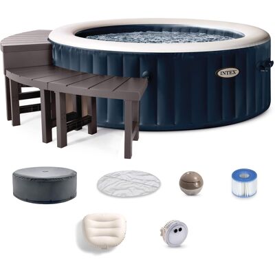 Intex - PureSpa Plus Portable Inflatable Jet Spa & Medium PureSpa Benches (2 Pack) - Blue (Spa + Benches) Intex - PureSpa Plus Portable Inflatable Jet Spa & Medium PureSpa Benches (2 Pack) - Blue (Spa + Benches)
