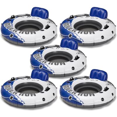 Intex - River Run 1 Person Inflatable Floating Tube Lake/Pool/Ocean Raft (5 Pack) - White, Black, Blue Intex - River Run 1 Person Inflatable Floating Tube Lake/Pool/Ocean Raft (5 Pack) - White, Black, Blue