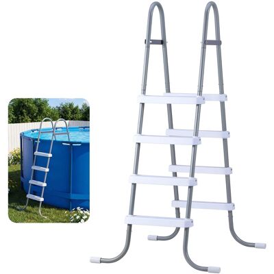 VEVOR - Above Ground Pool Ladder, 4-Step Steel A-Frame Swimming Pool Stairs for 48 in High Wall, 300 lbs Capacity Entry/Exit - Gray & White VEVOR - Above Ground Pool Ladder, 4-Step Steel A-Frame Swimming Pool Stairs for 48 in High Wall, 300 lbs Capacity Entry/Exit - Gray & White