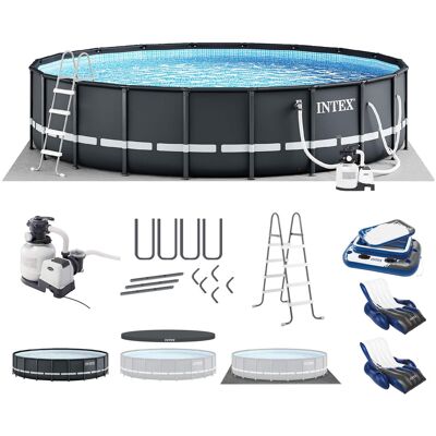 Intex - 20ft x 48in Ultra XTR Round Pool, Pump, Ladder, Lounger (2 Pack), & Cooler Intex - 20ft x 48in Ultra XTR Round Pool, Pump, Ladder, Lounger (2 Pack), & Cooler