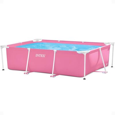 Intex - 84" x 23.62" Outdoor Rectangular Frame Above Ground Swimming Pool - Pink Intex - 84" x 23.62" Outdoor Rectangular Frame Above Ground Swimming Pool - Pink