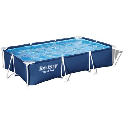 Bestway - Steel 9'10" x 6'7" x 26" Rectangle Above Ground Pool w/DuraPlus Liner - Blue Bestway - Steel 9'10" x 6'7" x 26" Rectangle Above Ground Pool w/DuraPlus Liner - Blue