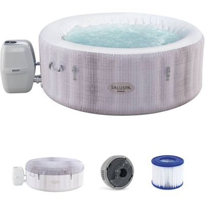 Bestway - SaluSpa 2-4 Person Inflatable Hot Tub, Round Energy-Efficient Spa - Cancun Bestway - SaluSpa 2-4 Person Inflatable Hot Tub, Round Energy-Efficient Spa - Cancun