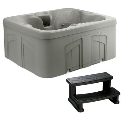 Lifesmart - 4 Person Inflatable Hot Tub Spa, Side Step for Square & Round Hot Tubs - Taupe Lifesmart - 4 Person Inflatable Hot Tub Spa, Side Step for Square & Round Hot Tubs - Taupe