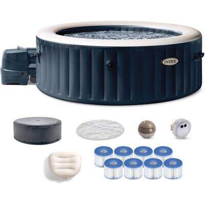 Intex - PureSpa Plus Inflatable Square Spa & Type S1 Filter Cartridges (12 Pack) - Gray Intex - PureSpa Plus Inflatable Square Spa & Type S1 Filter Cartridges (12 Pack) - Gray