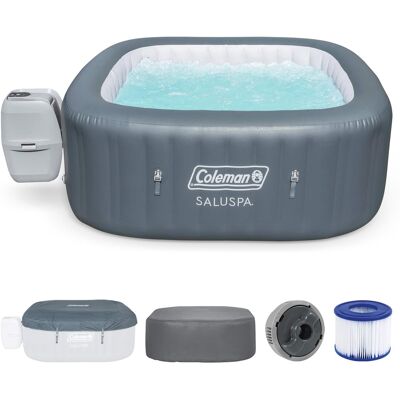 Coleman - Hawaii AirJet Square Inflatable Hot Tub with EnergySense Cover, Grey - Gray Coleman - Hawaii AirJet Square Inflatable Hot Tub with EnergySense Cover, Grey - Gray