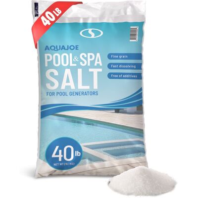 Aqua Joe - 40 Pound Fast Dissolving Pool Spa Salt for Pool Generators, AJ-PS40 - Blue Aqua Joe - 40 Pound Fast Dissolving Pool Spa Salt for Pool Generators, AJ-PS40 - Blue