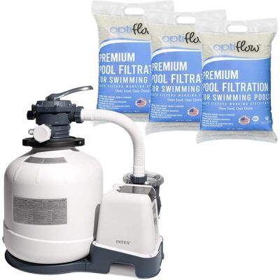 Intex - Krystal Clear 3000GPH Sand Filter Pump & OptiFlow Premium Pool Filter Sand Intex - Krystal Clear 3000GPH Sand Filter Pump & OptiFlow Premium Pool Filter Sand