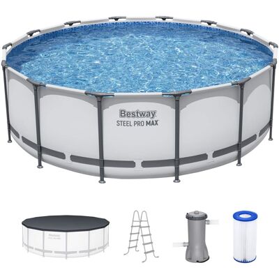 Bestway - Steel Pro MAX 14'x48" Round Above Ground Swimming Pool with Pump & Cover Bestway - Steel Pro MAX 14'x48" Round Above Ground Swimming Pool with Pump & Cover
