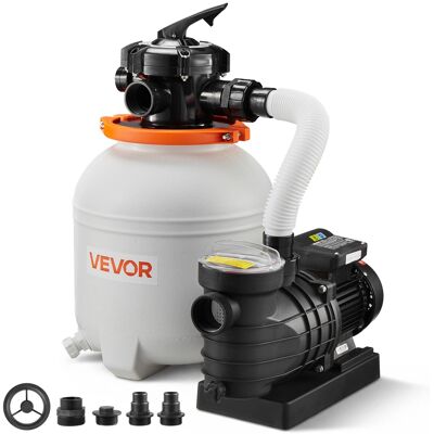 VEVOR - 13 in Sand Filter Pump for Above Ground Pool, 0.75 HP 3500 GPH, Swimming Pool Sand Filter Pump with Pre-Assembled Core - White VEVOR - 13 in Sand Filter Pump for Above Ground Pool, 0.75 HP 3500 GPH, Swimming Pool Sand Filter Pump with Pre-Assembled Core - White