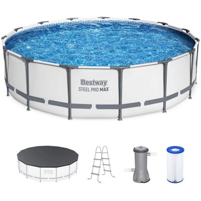 Bestway - Steel Pro MAX 15'x42" Round Above Ground Swimming Pool with Pump & Cover Bestway - Steel Pro MAX 15'x42" Round Above Ground Swimming Pool with Pump & Cover