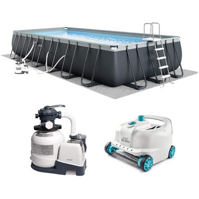 Intex - Rectangular Ultra XTR Frame Swimming Pool w/ Pump & Robot Vacuum Cleaner - Gray Intex - Rectangular Ultra XTR Frame Swimming Pool w/ Pump & Robot Vacuum Cleaner - Gray