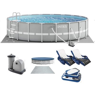 Intex - Prism Frame 20ft x 52in Above Ground Pool, Lounger Float (2 Pack) & Cooler Intex - Prism Frame 20ft x 52in Above Ground Pool, Lounger Float (2 Pack) & Cooler