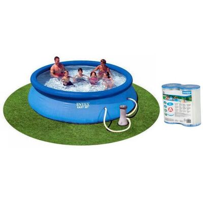 Intex - 12ft x 30in Easy Set Pool with 530 GPH Pump & (2 Pack) Filter Cartridge Intex - 12ft x 30in Easy Set Pool with 530 GPH Pump & (2 Pack) Filter Cartridge
