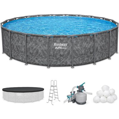 Bestway - APX 365 20'x52" Round Above Ground Swimming Pool Set with Pump & Ladder - Gray Bestway - APX 365 20'x52" Round Above Ground Swimming Pool Set with Pump & Ladder - Gray