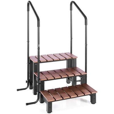VEVOR - Hot Tub Steps with Handrail, 3-Step Spa Outdoor Stairs, Heavy Duty 25.2 inch Wide Above-Ground/Inflatable Pool Ladder - Brown and Black VEVOR - Hot Tub Steps with Handrail, 3-Step Spa Outdoor Stairs, Heavy Duty 25.2 inch Wide Above-Ground/Inflatable Pool Ladder - Brown and Black