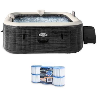 Intex - PureSpa Plus Greystone Hot Tub, 94x28", with S1 Filter Cartridge 6-Pack - Gray Intex - PureSpa Plus Greystone Hot Tub, 94x28", with S1 Filter Cartridge 6-Pack - Gray