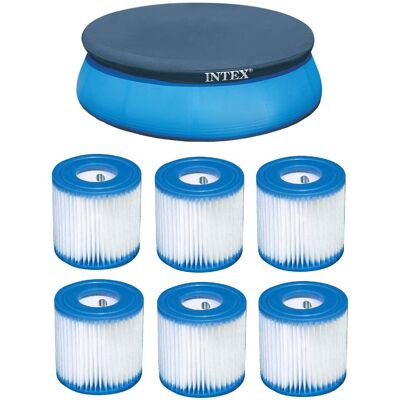 Intex - 8' Above Ground Pool Vinyl Cover Tarp & Type H Easy Set Filter (6 Pack) Intex - 8' Above Ground Pool Vinyl Cover Tarp & Type H Easy Set Filter (6 Pack)
