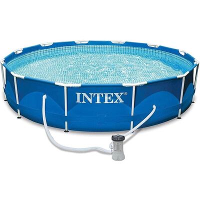 Intex - Metal Frame Round Above Ground Swimming Pool with Pump Intex - Metal Frame Round Above Ground Swimming Pool with Pump