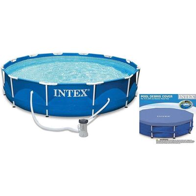 Intex - Metal Frame Swimming Pool Set with Filter and Debris Cover Intex - Metal Frame Swimming Pool Set with Filter and Debris Cover