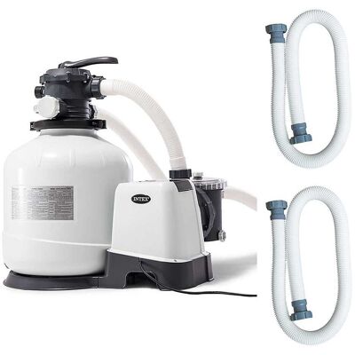 Intex - 3000 GPH Above Ground Pool Sand Filter Pump w/ Pump Hose (2 Pack) - White Intex - 3000 GPH Above Ground Pool Sand Filter Pump w/ Pump Hose (2 Pack) - White