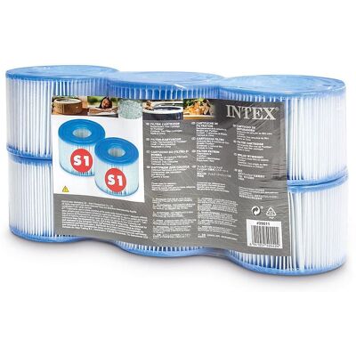 Intex - Type S1 Easy Set Pool Filter Replacement Cartridges (6 Filters) - White Intex - Type S1 Easy Set Pool Filter Replacement Cartridges (6 Filters) - White