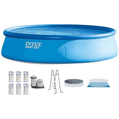 Intex - Inflatable Above Ground Pool Set - Blue Intex - Inflatable Above Ground Pool Set - Blue