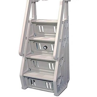 Vinyl Works - Deluxe 32 Inch Adjustable In Step Above Ground Pool Ladder - White Vinyl Works - Deluxe 32 Inch Adjustable In Step Above Ground Pool Ladder - White