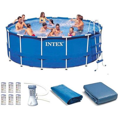 Intex - Swimming Pool Set w/ Pump and Filter Pump - Blue Intex - Swimming Pool Set w/ Pump and Filter Pump - Blue