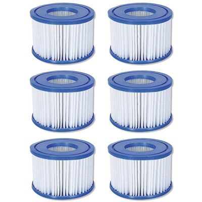 Bestway - SaluSpa Swimming Pool Filter Pump Type VI Replacement Cartridge (6 Pack) - Blue Bestway - SaluSpa Swimming Pool Filter Pump Type VI Replacement Cartridge (6 Pack) - Blue