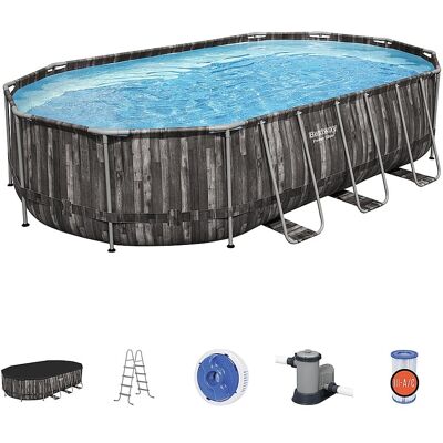 Bestway - Above Ground Oval Pool Set w/ Accessory Kit - Brown Bestway - Above Ground Oval Pool Set w/ Accessory Kit - Brown