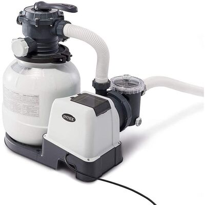 Intex - 2100 GPH Above Ground Pool Sand Filter Pump with Automatic Timer - White Intex - 2100 GPH Above Ground Pool Sand Filter Pump with Automatic Timer - White