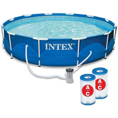 Intex - Pool with Filter & Type A or C Filter Cartridges - Blue Intex - Pool with Filter & Type A or C Filter Cartridges - Blue