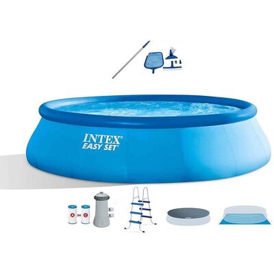 Intex - Portable Inflatable Pool and Maintenance Kit - Blue Intex - Portable Inflatable Pool and Maintenance Kit - Blue
