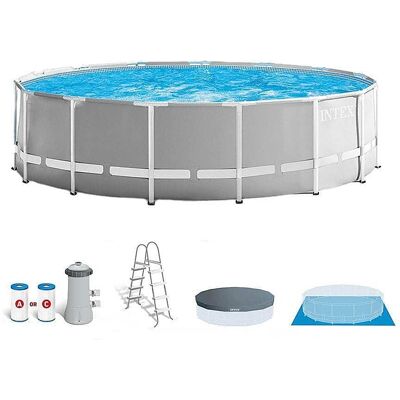 Intex - Pool Set w/ Ladder, Cover and Maintenance Kit - Gray Intex - Pool Set w/ Ladder, Cover and Maintenance Kit - Gray